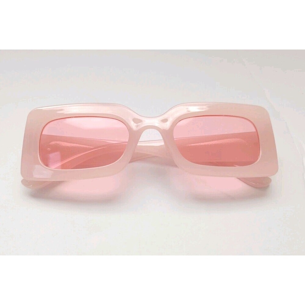 Rectangular Pink Sunglasses Pink Tinted Lens Unisex
